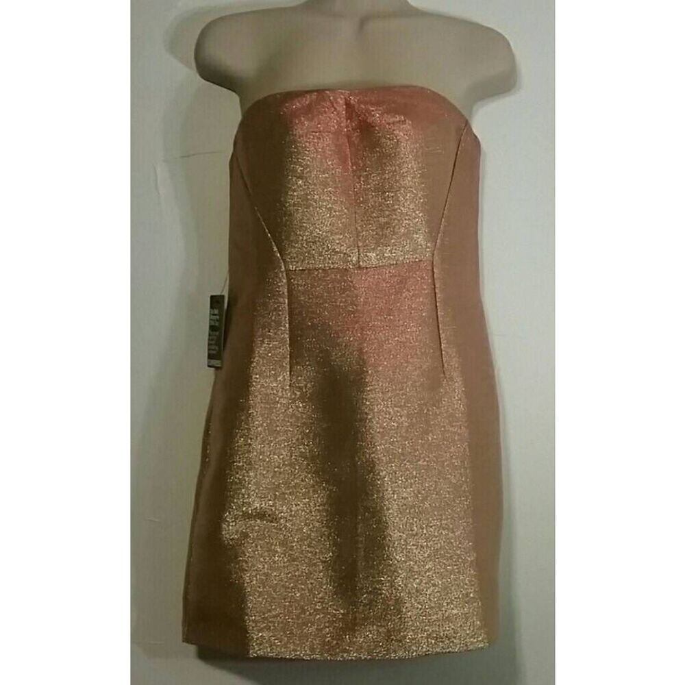 Express Gold Strapless Mini Dress